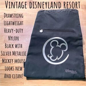 VTG Disneyland Resort Mickey Mouse Black Nylon
Drawstring Adjustable Backpack